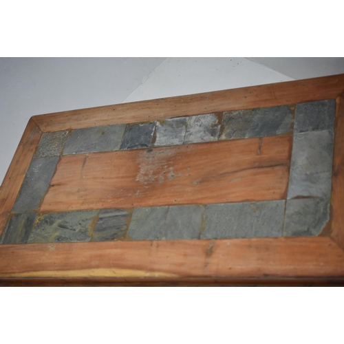 487 - Mango Wood Coffee Table Slate Inlaid approx 44