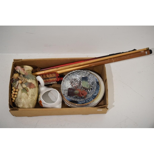 645 - Mixed Lot including Extending Walking Stick, Collectors Plates, Elephant Figures and More