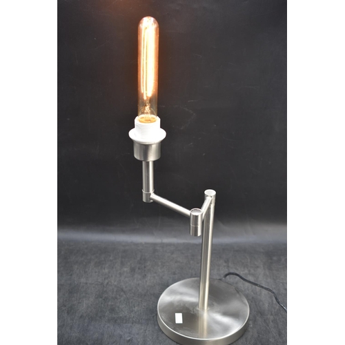 47 - Swing Arm Table Lamp - Brushed Aluminium including warm LED retro style light bulb