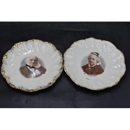 215 - Pair of 19th Century Ceramic Plates Displaying Mr & Mrs Gladstone (9.5