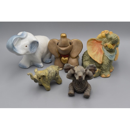 143 - Selection of Five Elephant Figures including Thun, Regency Fine Arts and More