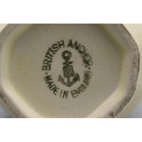 153 - Vintage Sugar Shaker by British Anchor Pottery. Image of an old pub and horses.