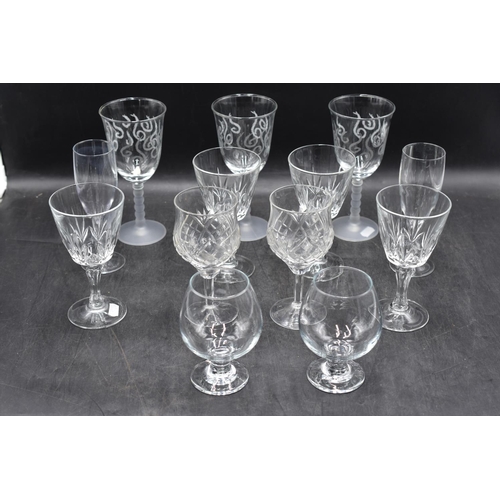 160 - Selection of Mixed Wine and Brandy Glasses