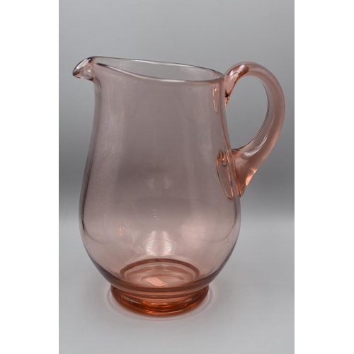 176 - Whitefriars Blush Pink Art Glass Pitcher (9