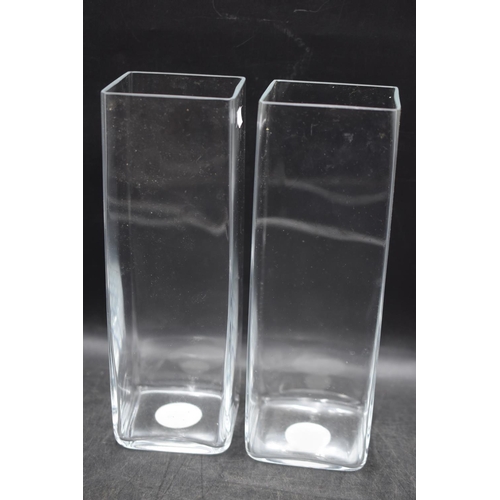 183 - Pair of Square Glass Vases approx. 30cm