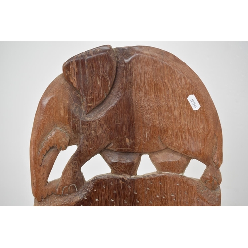 188 - Wooden Hand Carved African Birthing Chair in two sections and stands approximately 41