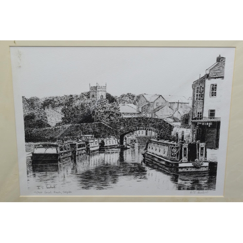 245 - 2 x Signed Prints of sketches of Canals at Skipton by B J Lambert. 3/300 and 13/300 (37x27cm)