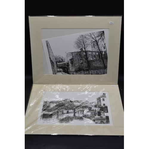 245 - 2 x Signed Prints of sketches of Canals at Skipton by B J Lambert. 3/300 and 13/300 (37x27cm)