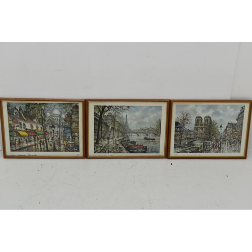 250 - Three Jacques Chardon Framed and Glazed Prints depicting Parisian Scenes (17