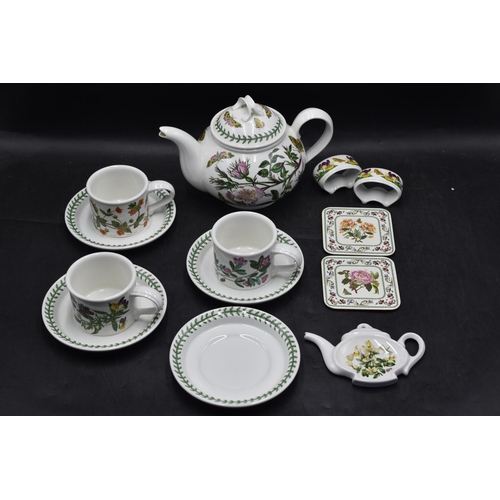 228 - Portmeierion Botanic Garden Range of Pottery including; Teapot, 4 x Saucers, 3 Cups, 2 x Coasters an... 