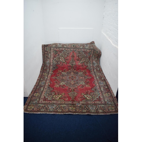 255 - Persian Tabriz Carpet Multicoloured Grand Floral Pattern 290cm x 202cm (this rug has been shortened ... 