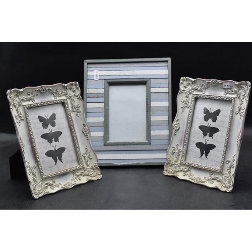 284 - Pair of Sass & Belle Shabby Chic Butterfly 9x13cm Photo Frames. Probably made from sustainable Mango... 