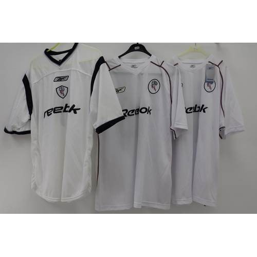 9 - Three Reebok Bolton Wanderers Football Shirts Includes No 13 Jardell, No 14 Davies and No 8 Frandsen