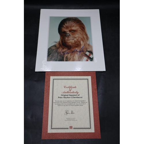 73 - Peter Mayhew (Chewbacca) Signed Picture Complete with Certificate of Authenticity