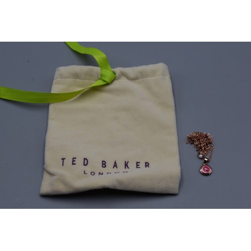 114 - Ted Baker Rose Gold Pendant Necklace Complete with Original Pouch