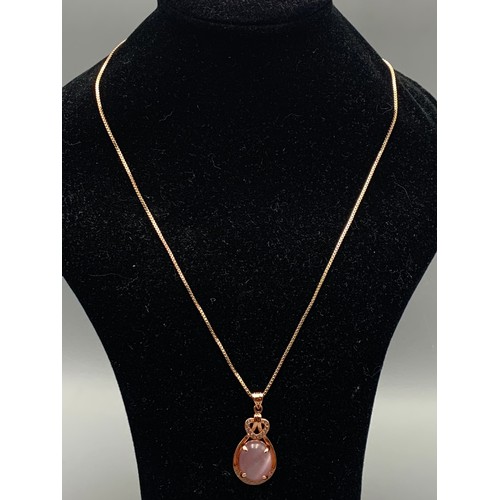 141 - Rose Gold Plated and Jade Pendant on Chain complete with Gift Pouch