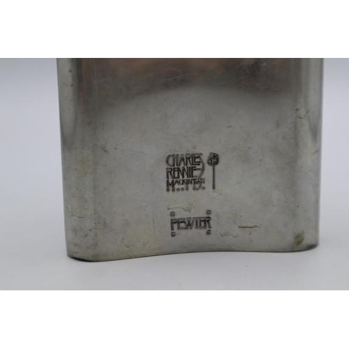 147 - A Charles Rennie Mackintosh Hip Flask in Pewter. 12cm Tall x 8.5cm Wide