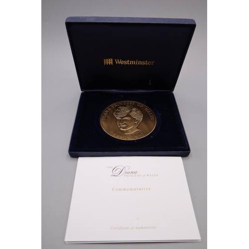 159 - Westminster Commemorative Princess Diana Medal 75mm In Diameter In Presentation Case