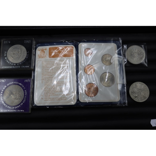 164 - Selection of Coinage to include Five Shilling, Britain's First Decimal Coin Set, Crowns