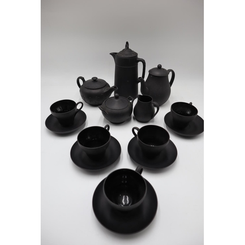 176 - Selection of Basalt Black Wedgwood including Teapots, Sugar Bowl, Cups, Saucers and More (Restoratio... 