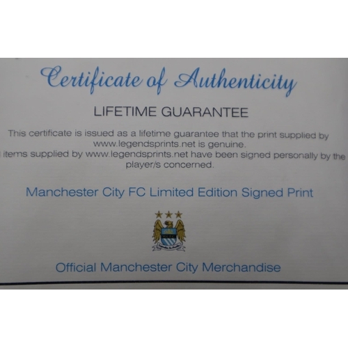 70 - A Manchester City Legends Signed Print Hand Signed By Colin Bell, Mike Summerbee and Francis Lee. Wi... 