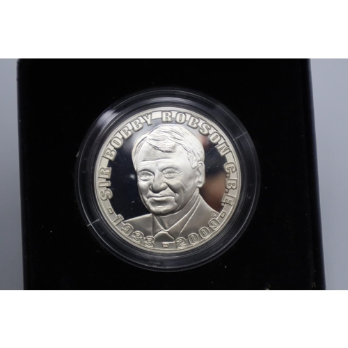 90 - The Royal Mint Bobby Robson Silver Proof Medal with Certificate and Case