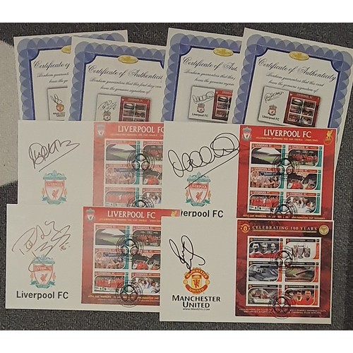 26 - Four Football Related Signed Stamp Covers, 3 Liverpool and 1 Manchester United. Emille Hesky. Milan ... 