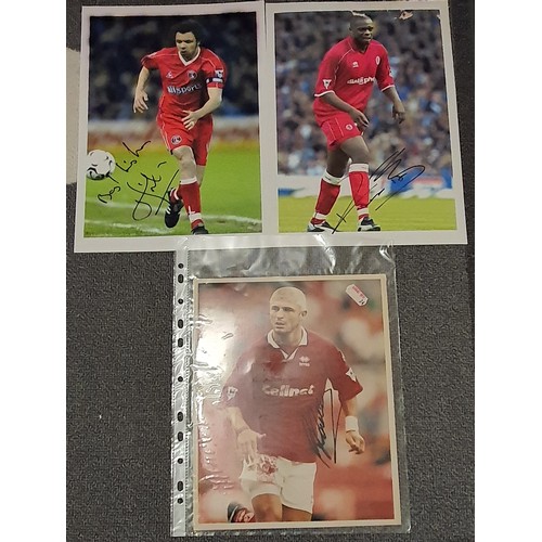 24 - Three Autographed Photos of Footballers. Includes Michael Ricketts, Fabrizio Ravanelli and Mark Fish