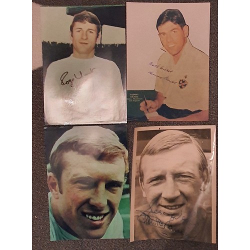 23 - Four Vintage Signed Photos of Football Players Includes Eddie Hopkinson, Mike Jones , Tommy Banks an... 