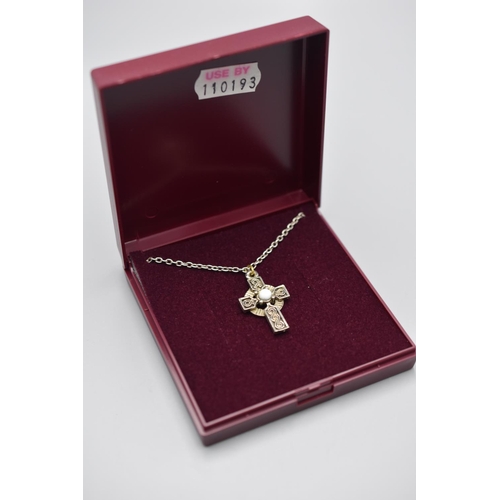 9 - Sterling Silver Chain with with White Metal Pendant Cross and Presentation Box