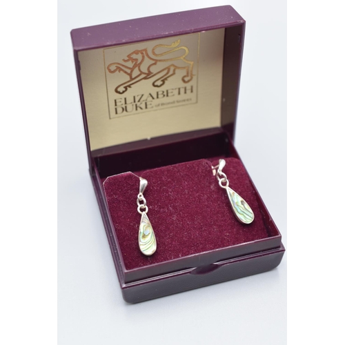 13 - Pair of Silver and Paua Shell Earrings in Presentation Box