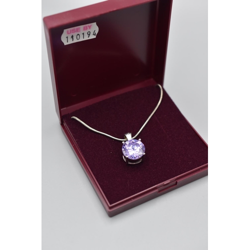 25 - Silver 925 Large CZ Stoned Pendant Necklace Complete with Presentation Box