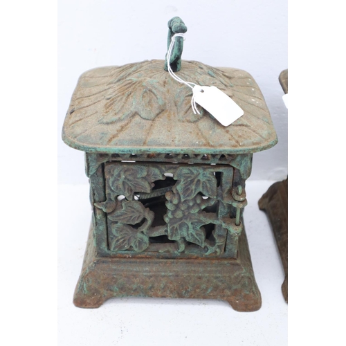 140 - Pair of Antique Cast Iron Pagoda Lanterns (10