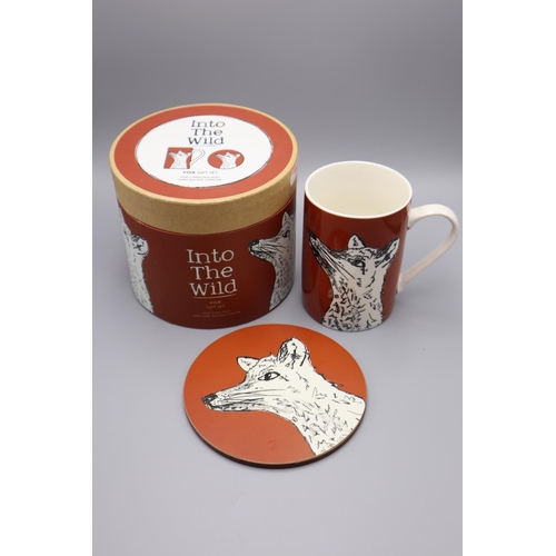 158 - Into Wild Fox Gift Set including Fine China and Cork Backed Coaster