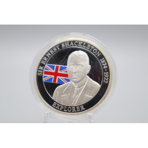 91 - Two The Greatest Britons Silver Plated Coins Depicting Sir Ernest Shackleton (1874-1922) and Vice Ad... 