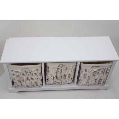 209 - A Three Drawer Laundry Sorter or Storage Unit With Rattan Drawers. 100cm Wide x 34cm Deep and 44cm T... 