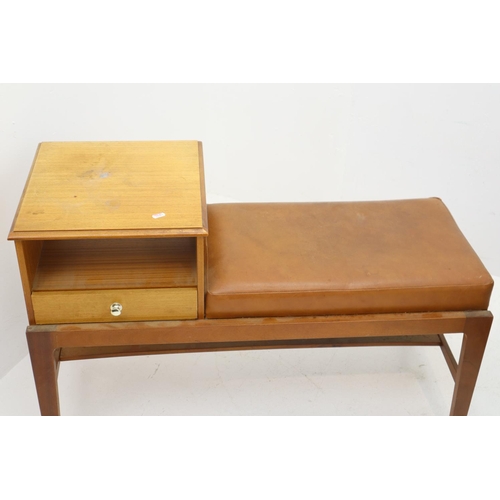 211 - A Retro Telephone Seat With Drawer and Leatherette Seat