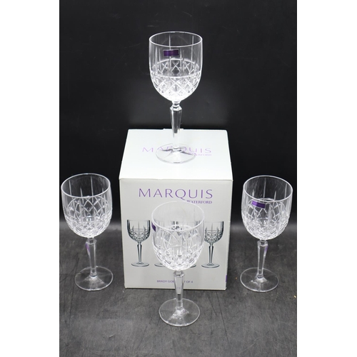 130 - Set of 4 Waterford Crystal Marquis Wine Goblets in Orginal Box