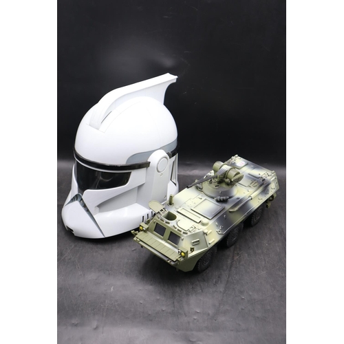 288 - Star Wars Stormtroopers Helmet and a Amphibious Six wheel Army Vehicle