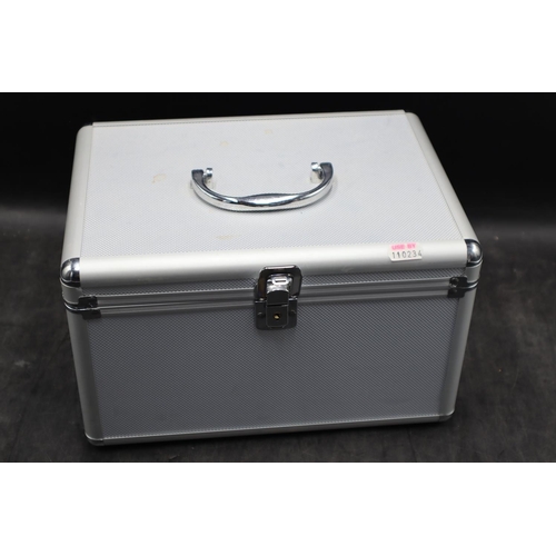 295 - Aluminium Storage Case containing 4 Beatles Vinyl's including Twist and Shout, Yesterday and More