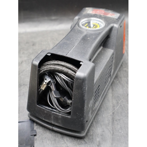 424 - Electric Portable Air Compressor & Torch Combination. Cigarette lighter connection missing.