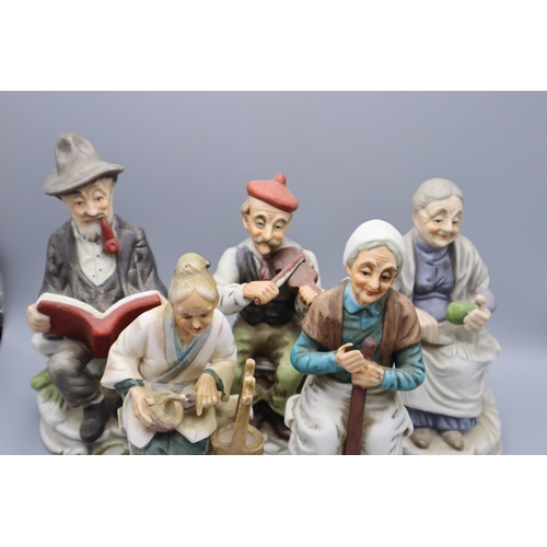 451 - Selection of 5 Ceramic Figures to include Violin Player, Book Reader and other