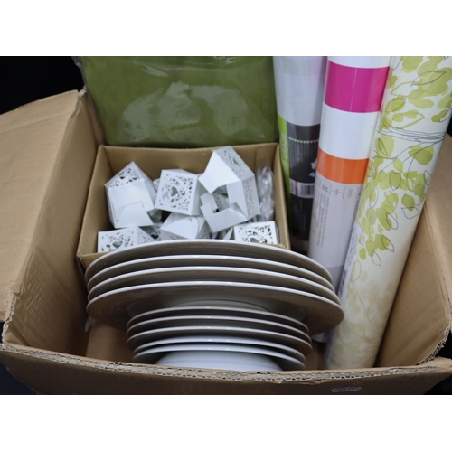 500 - Mixed lot including; 4 Large NEXT Dinner plates and 3 side plates. Rolls of wall paper / backing pap... 