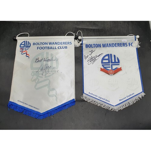 39 - Two Bolton Wanderers Signed Pennants. Can't Identify Signatures