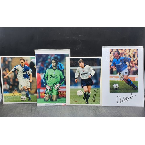 43 - Four Autographer Footballer Photos. Approx A4 Size. Robbie Fowler, Alan Thompson, David James and Ja... 