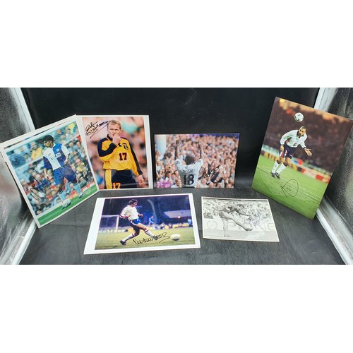 47 - Six Autographed Photos Includes Peter Shilton, Chris Coleman, Colin Todd, Defoe, John McGinley and R... 