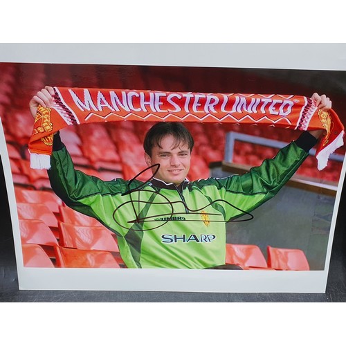 48 - Three Autographed Photos and a Manchester United Pennant ( Red Devils) Photos Signed by Manchester U... 