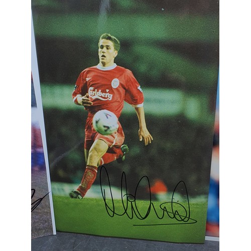 51 - Five Autographed Photos (approx a4) Peter Schmeichel , Michael Owen(with COA), Zola (with COA) Tony ... 