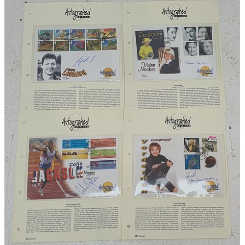 57 - Four Autographed Editions First Day Covers Featuring Colin Jackson, Carol Vorderman, Steve Leonard a... 