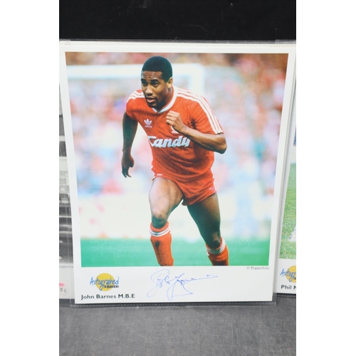 75 - Selection of 8 Autographed Edition's Signed Pictures including Alan Mullery, Phil Neal, John Barnes ... 